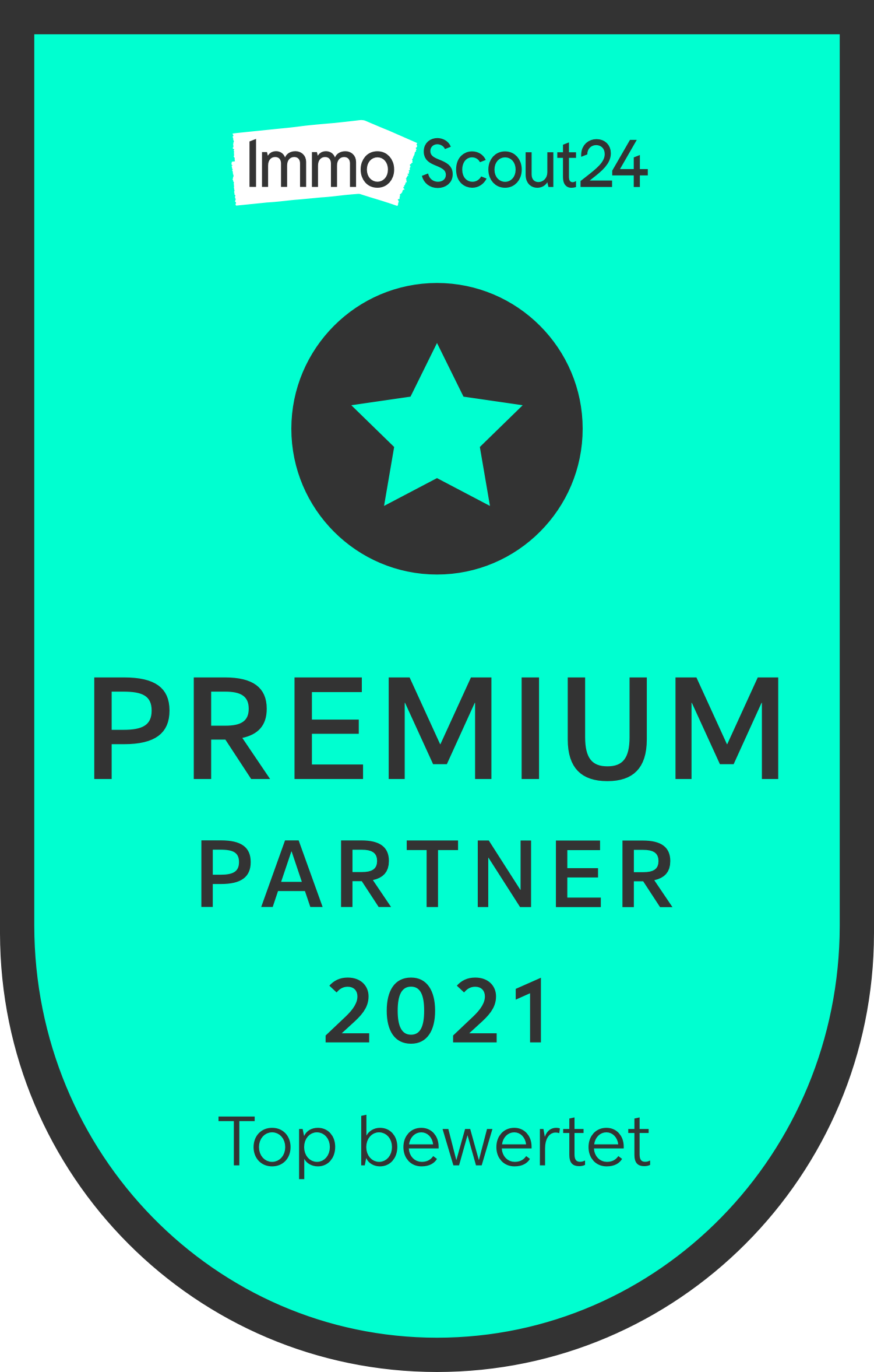 Siegel ImmoScout24 Premium Partner 2021, top bewertet